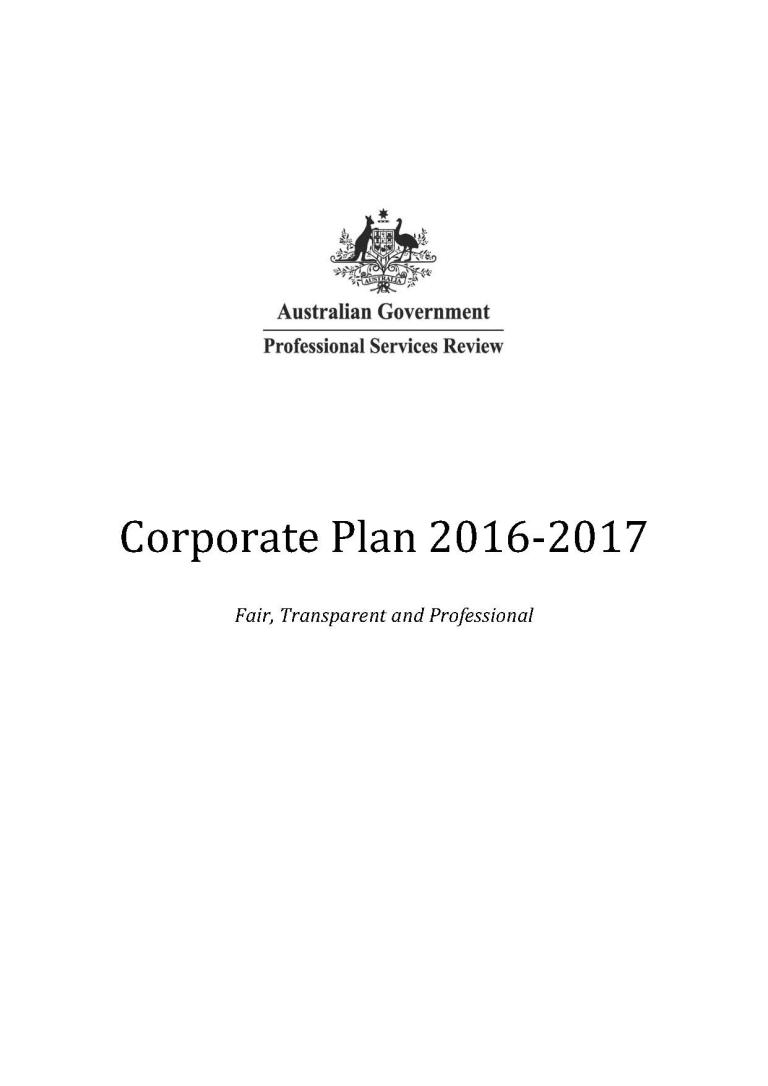 Corporate Plan 2016-2017 cover