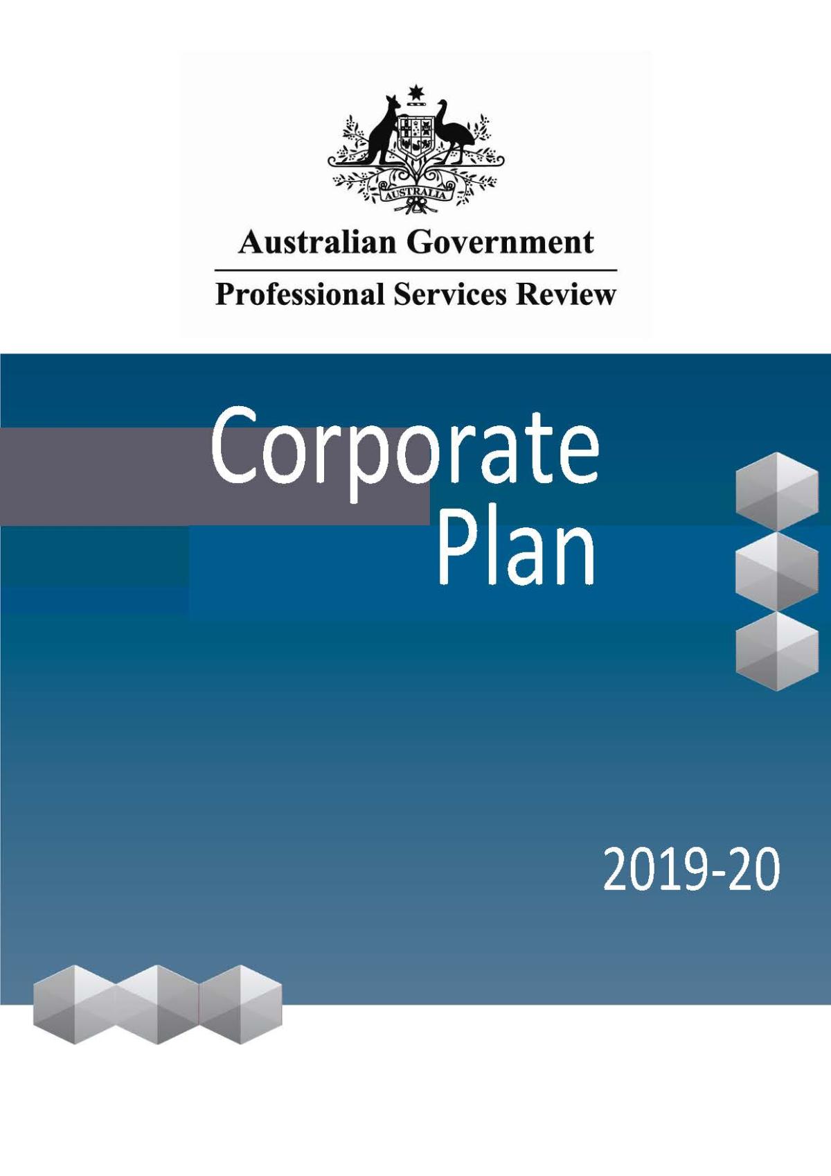 Corporate Plan 201920 Professional Services Review (PSR)