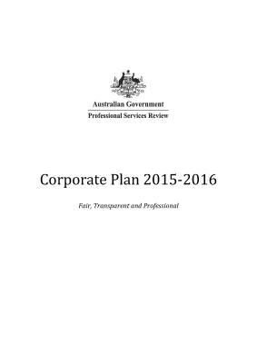 Corporate Plan 2015-2016 cover