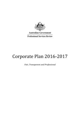 Corporate Plan 2016-2017 cover